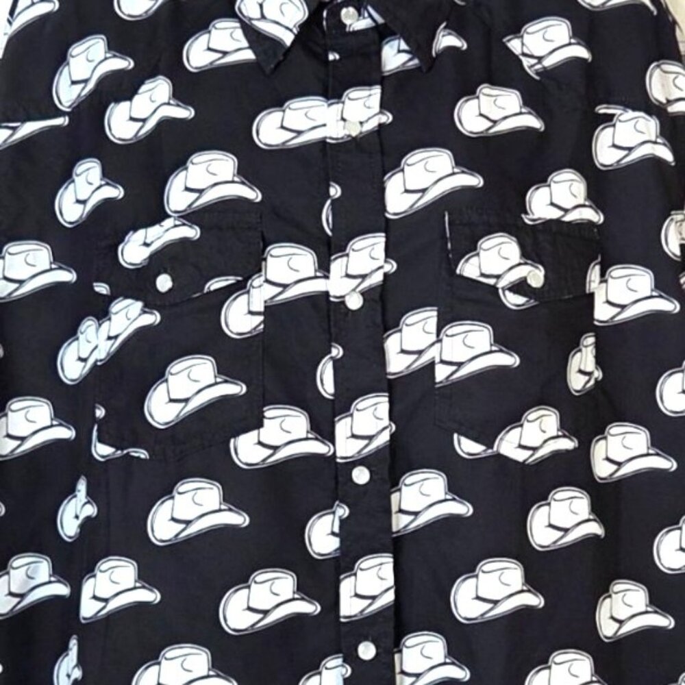 The American West 3XL Cowboy Hat Print Button-Up Shirt - Picture 4 of 7